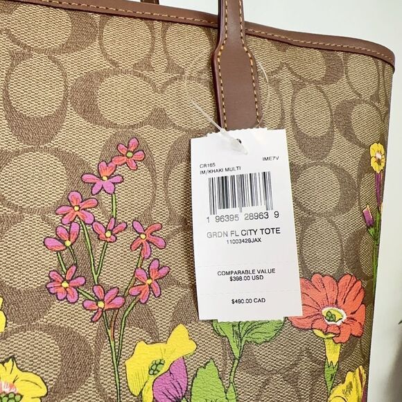NWT Coach City Tote Bag In Signature Canvas With Floral Print - Picture 4 of 8